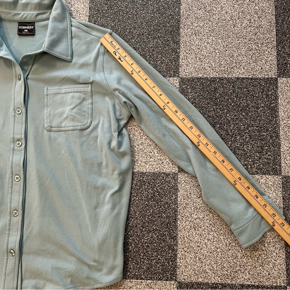 32 Degrees Women's Soft Fleece Long-Sleeve Button- Up Shirt, Light Green L - Picture 7 of 9